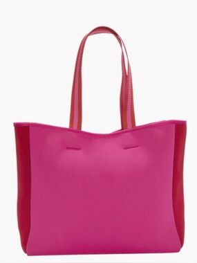summersalt Bright Pink Tote with Red-Trim Handles